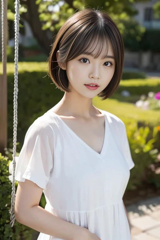 (((garden:1.3, swing))), ((Medium Bob:1.3, swing:1.2, swingに乗る日本人女性:1.2, (Completely naked、Showing pussy、Beautiful nipples、Beautiful genital-shaped splits) cute)), (clean, Natural Makeup), (highest quality, masterpiece:1.3, 超High resolution), (Very detailed, Caustics), (Realistic:1.4, RAW shooting), Very detailed, High resolution, 16K resolution