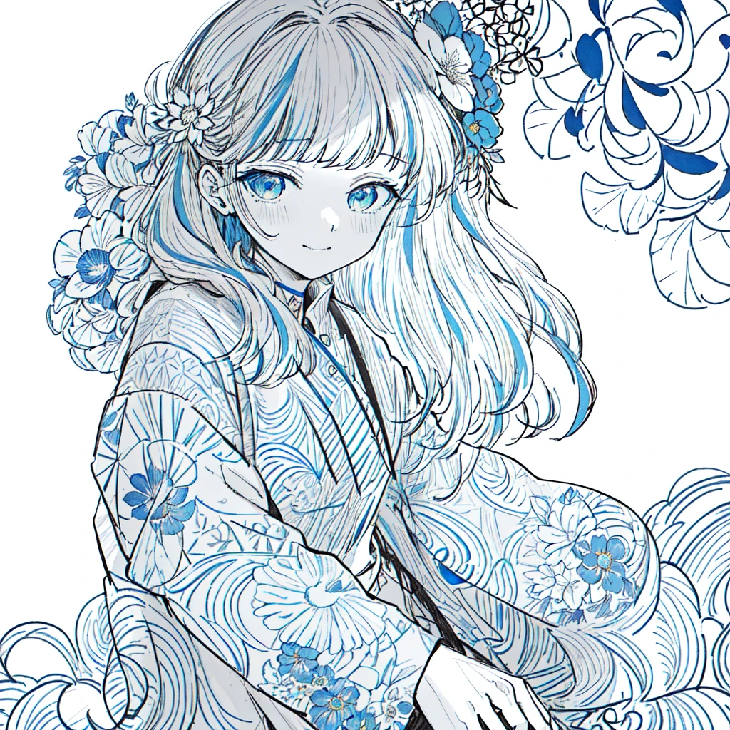 (monochrome), (lineart-style:1.3),watercolor,(masterpiece, best quality, ultra detailed, ultra high resolusion, highres,8k:1.4), BREAK,(from front:1.5), 20_years_old, 1giri grin, close up face,(tribal_tatoo:1.2),(wavy hairs),(messy hair),(asymmetry bangs),(multicolored hair),
Tsurime Eyes, (((blue eyes))),
((flower hair ornament)),