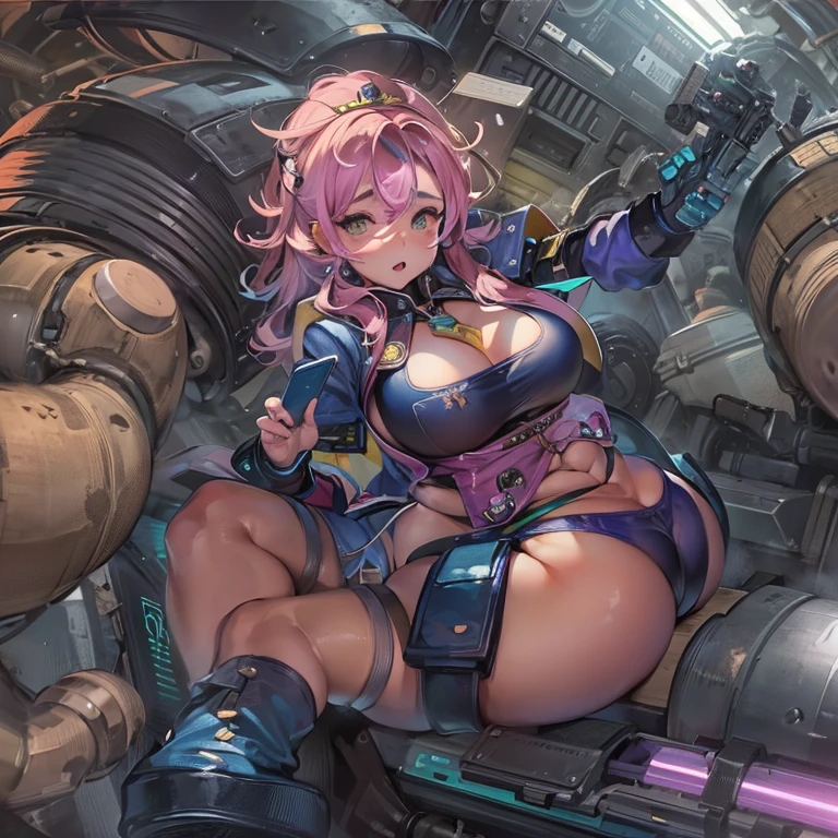 Incredibly beautiful illustrations、Female police officer、((Plump、Super big breasts、Super big butt :1.5))、8hair、(Super Giant Chest :1.5)、Muscle Murasaki Shikibu、Street Fighter,machinery suit,Alien Hunter,、Camel Toe、Giant tit、Nipple Puffs、Cleavage、