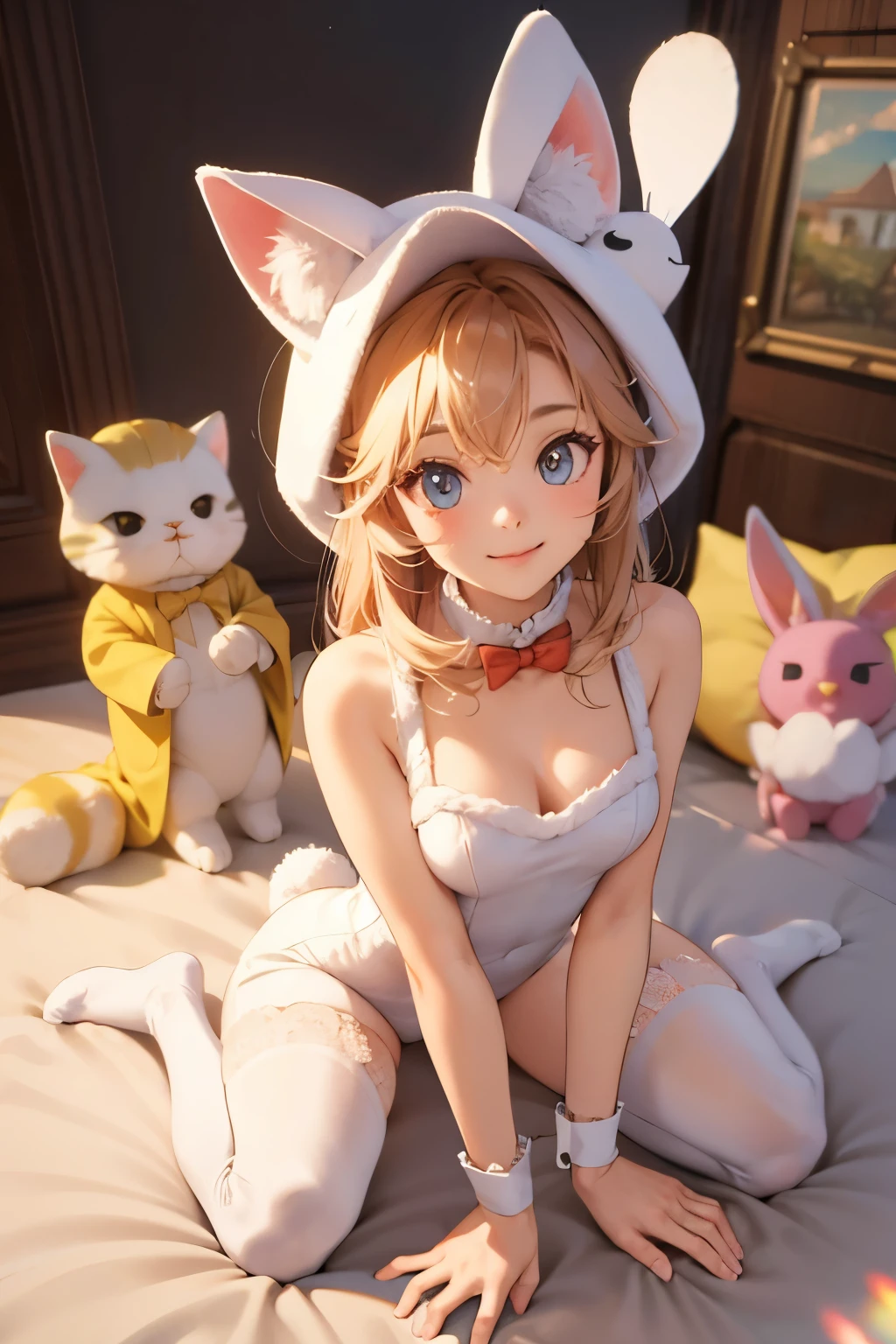 Cat in a rabbit costume 3d 8K