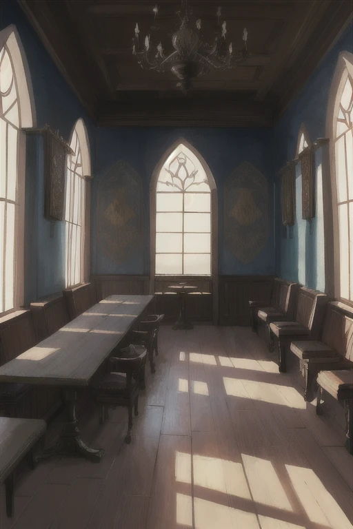 zrpgstyle, medieval fantasy tavern interior, colorful tapestries on the walls Game of Thrones Hogwarts bright morning sunlight shining in from windows Clutter-Home, (masterpiece:1.2) (best quality) (detailed) (intricate) (8k) (HDR) (wallpaper) (cinematic lighting) (sharp focus)