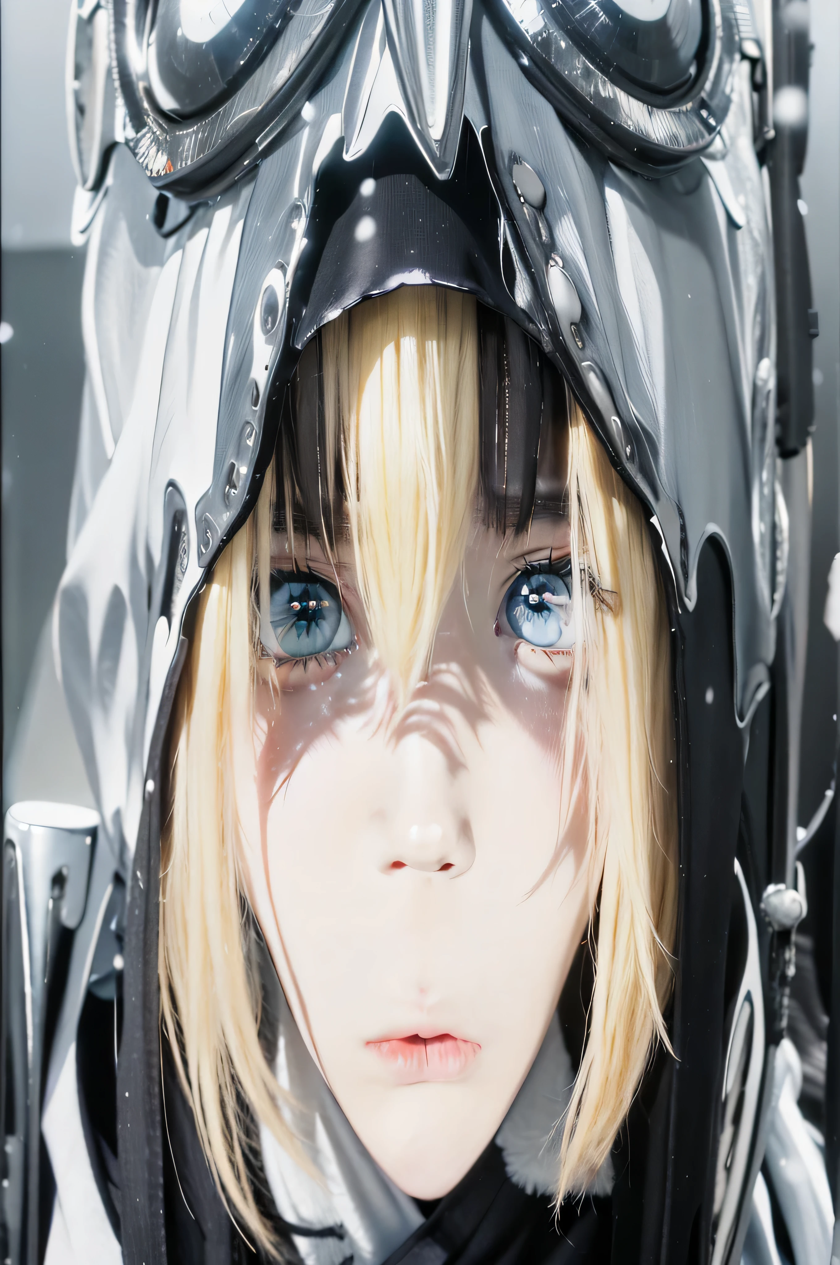 anime girl with hood and glasses in the snow, The girls' last tour, impressionante retrato de rosto de anime, enormes olhos de anime, rosto de anime detalhado, Zerochan art, olhos brancos gelados, olhos gelados, grandes olhos de anime, pupilas pretas de anime em seus olhos, Olhar claro, epic anime style, 2b, 2b, Lindo rosto de anime, Zerochan, Cara de anime perfeita