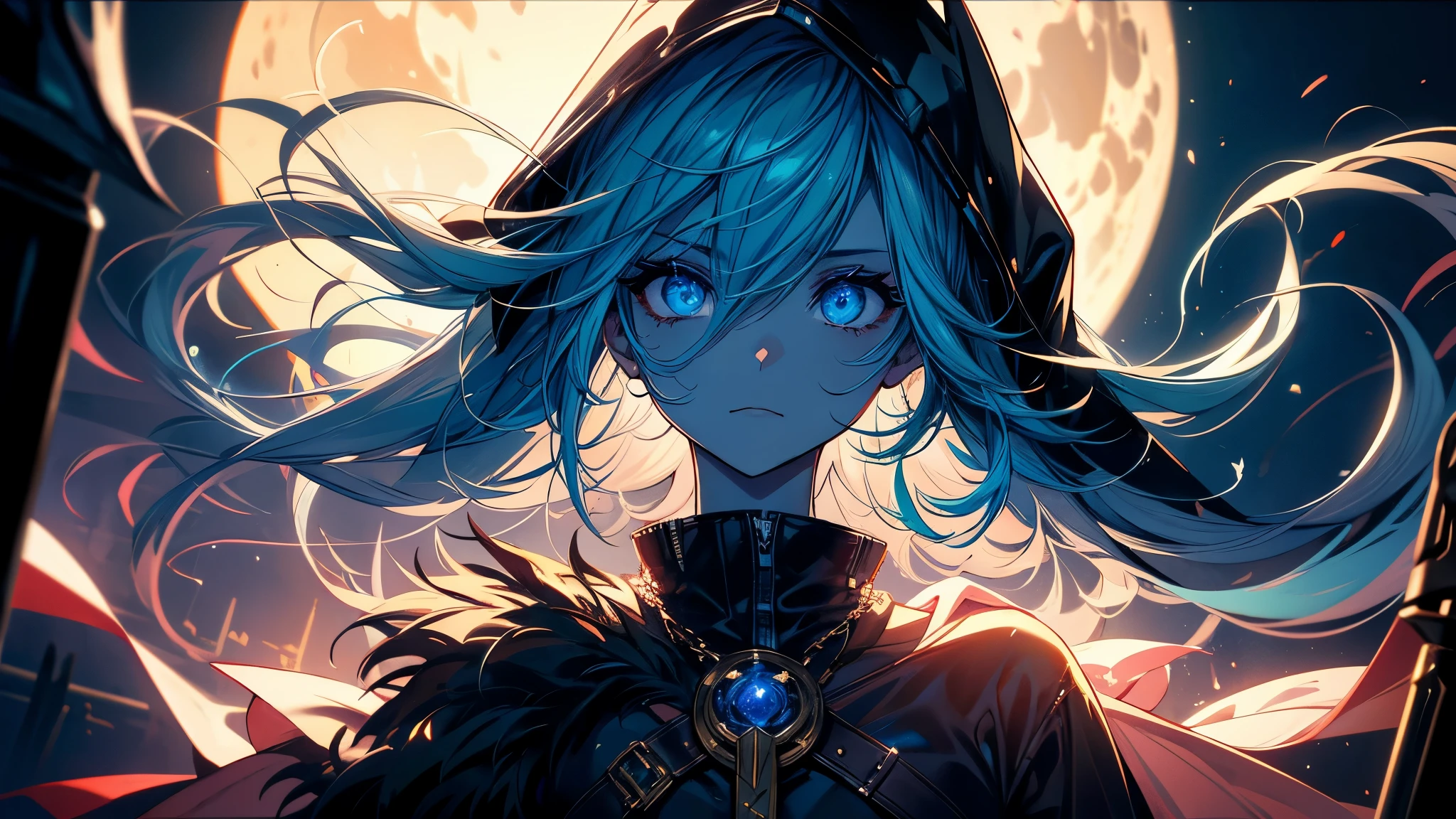 (masterpiece), best quality, expressive eyes, perfect face, a hooded witcher in the florest,moon backlight, 1man, ((close up front view)), blue hair, night BREAK badass, cinematic, night, epic, fantasy,dirty, trees, fog, hood, belt,leather clothing, black coat BREAK magic, spectral, dynamic,green spectral, witcher, high fantasy, ((villain, horror, scary, dark lord,)) BREAK he is wearing hood, a the image transmit a epic feeling, is a cinematic shot, is night,backlighting, BREAK (((solo, alone))),