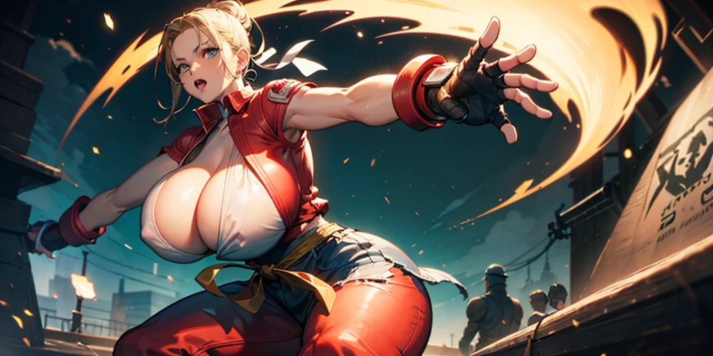 from street fighter,(big breast:1.5),dynamic poses,