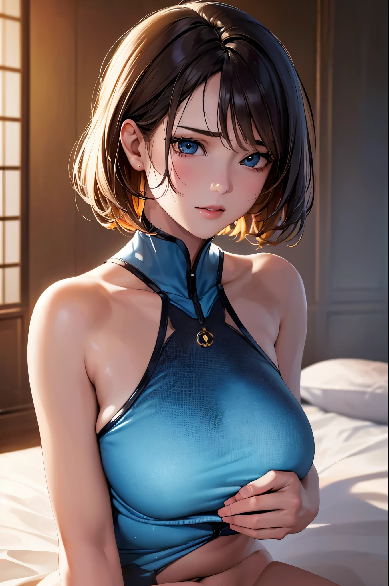 8k,On the bed,女性冒険者のsexyなランジェリー,Light brown short hair,so beautifulな日本の女性, so beautiful(Like the real thing),sexy,DeviantArt Artstation CGScosiety, 3Dレンダリングcharacterアート8 K, Alena Aenami and Artgerm, Wojtek Fass, Artstation 8k Trends, Art Station HD Trending, アドベンチャーのUltra-realisticなレンダリング, リアルな陰影のPerfect body, photographのようにリアルなPerfect body, 超High resolution,high quality,sexy,Brown short hair,Muscular and slim body,Muscular and lean lower body,close,masterpiece,最high qualityのPhotorealisticなRAWphotograph。Bright colors,Rich colors, Backlight, Cinema Lighting, Film Grain, bornまれる, 50mm lens, Nikon D850,Realistic Skin,big breasts,(8k,Photorealistic bornphotograph 最high quality;1.4) 1 Female) Super Beauty,(Tabletop, 最high quality, Realistic, High resolution, photograph, :1.3), Realistic skin, Slim figure, Perfect body, There is cleavage on the chest, Very fine hair, delicateでsexyな顔, Sensory Gas, glossy lips, ((Realistic, Ultra-realistic, realism, Realistic details)),Charmな (real skin),超Realisticな,ダイナミックなsexyポーズ, Cinematic, (Excellent anatomy), (Good balance), Awards, masterpiece, Centered,Charm,Volume measurement,Body balance,超High resolution,Ultra-realisticな肌,Digital single-lens reflex camera, Soft lighting, high quality, Very detailedスキン, Very detailed顔, Very detailed目, Lip, Detailed Background, Depth of written boundary, Volumetric lighting, Absurd, Realisticな proportions, Excellent anatomy, (Realisticな, 超Realisticな:1.4), 16K HDR, Fantasy art,character,Violent and strongly cracked abdominal muscles,Super detailed、masterpiece、最high quality、(Very detailed)、Dynamic Angle、On the bed、Rim lighting、Cinematic光、Film Grain、Best Shadow、delicate、born、Particles of light、Fine skin texture、Perfect lighting、Watching the audience、Cinema lighting、Charmな,sexyなランジェリー(レースborn地),Perspective looking up from below,Accentuate your cleavage,ダイナミックなsexyポーズ,Showing cleavage,Ecstasy,pleasure,Open your mouth wide,Showing tongue like a dog,Drooping a large amount of tears,Functional,pleasureの表情,レースborn地のsexyなランジェリー,Dropping a lot of saliva,Open your mouth wide to show your tongue,Cries of,Ecstasy,pleasure,Naughty expression,stick out your tongue like a dog,Sweating profusely,