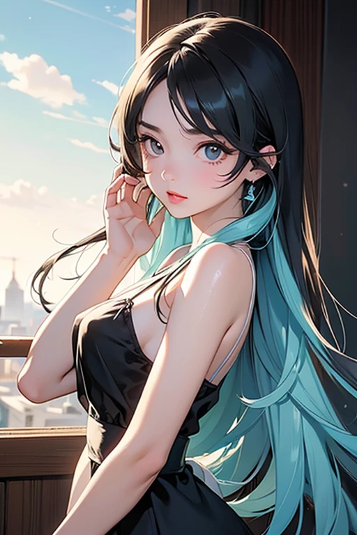 cute、Black Hair:1.5、Braided long hair、Droopy eyes、Perfect beauty、glowing leotard、space of silence、Anime Style、Highest quality、Ultra-detailed、Masseter muscle area:1.3、8k、