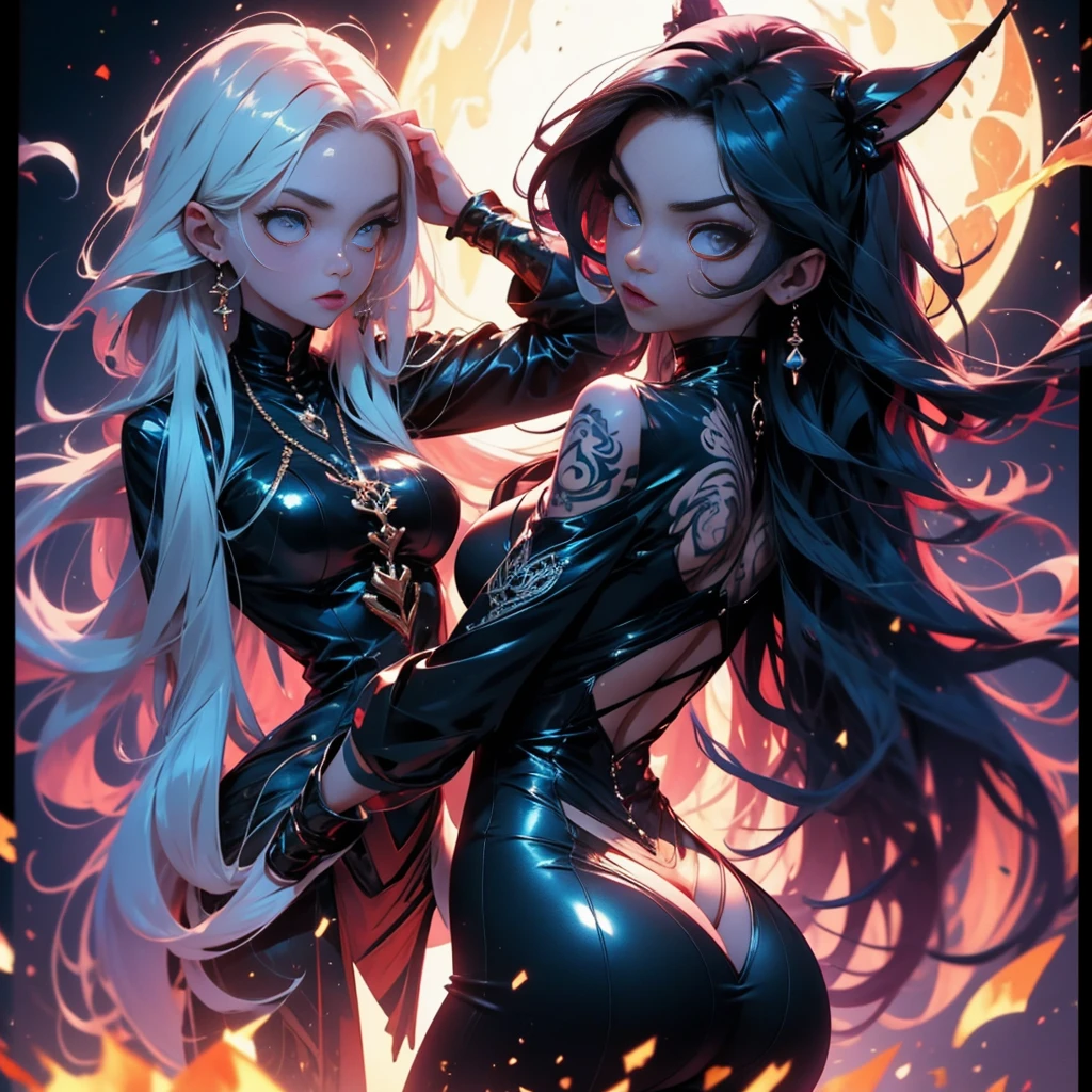 A lovely witch (Malaysian, age 30, tangled hair, busty, big butt, hourglass figure, extensive tattoos) has summoned an eldritch tentacle monster to give her a back massage