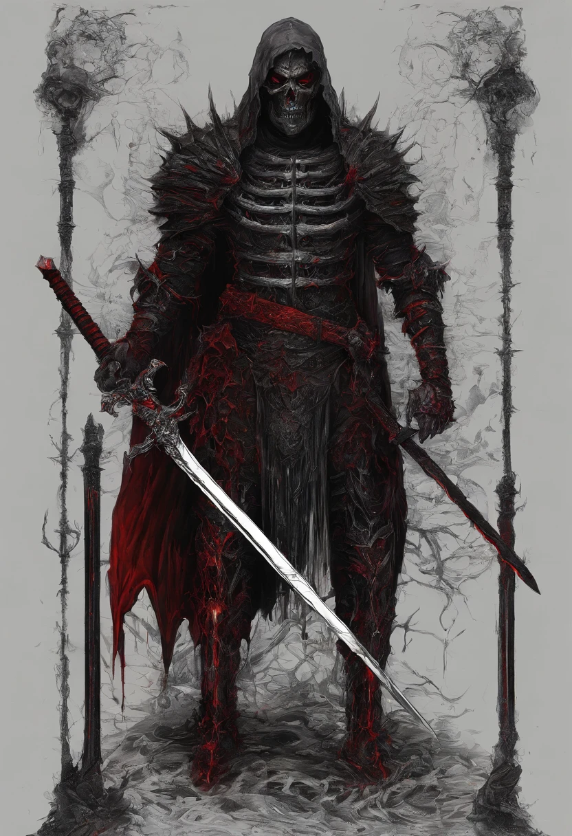 A dark warrior with a glowing red long sword