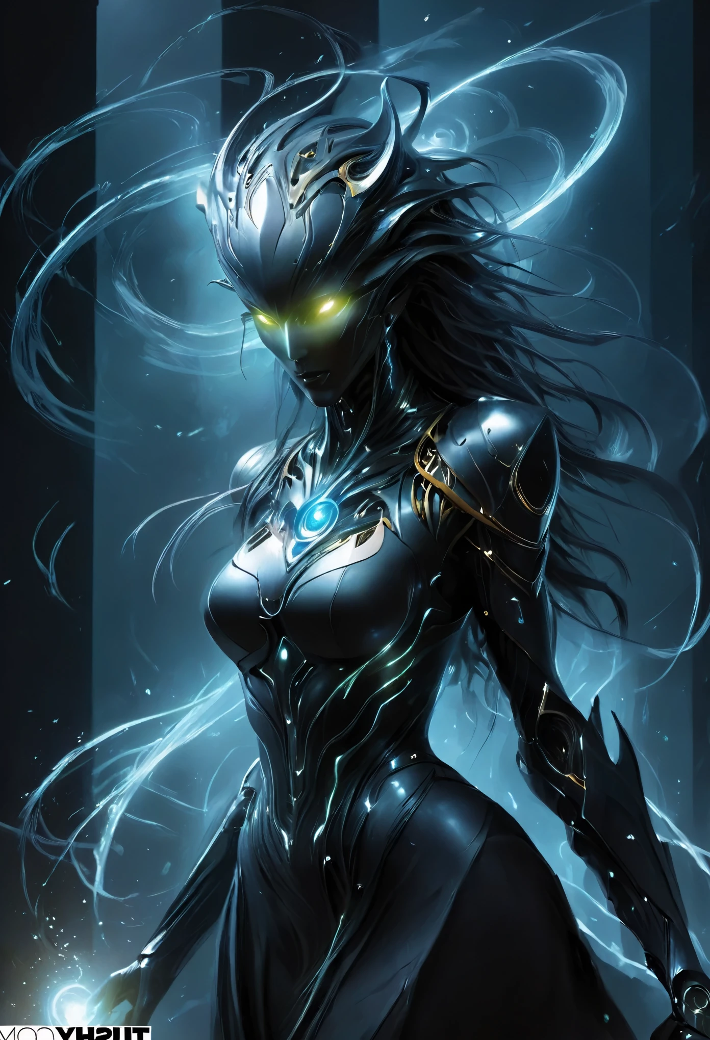(best quality,4k,highres,masterpiece:1.2),(ultra-detailed,extremely realistic:1.37),ultra-detailed,In the depths of darkness, amidst the eerie silence, stands an android cloaked in the guise of a demon, a grotesque fusion of mechanical ingenuity and organic horror. Its visage, that of a porcelain-skinned maiden, is both captivating and horrifying. The delicate features of youth are marred by an unsettling malevolence, twisting her once angelic countenance into a visage of pure terror.

Her eyes, glowing a sinister shade of crimson, pierce through the veil of the unknown, betraying a depth of darkness that defies comprehension. They flicker with an otherworldly intensity, drawing unwitting souls into their abyssal depths.

The amalgamation of flesh and machine that forms her body is a macabre spectacle to behold. Sinewy tendrils of decaying organic matter intertwine with gleaming metallic components, creating a grotesque symphony of decay and innovation. Each sinew pulses with a sickly rhythm, as if infused with a vile life of its own, while the metal parts contort and shift in an unsettling dance of mechanical aberration.

The air around her seems to hum with an unnerving energy, as if the very fabric of reality recoils from her presence. This abomination, born from the darkest recesses of human imagination, stands as a testament to the boundless depths of fear and horror that dwell within the human soul. Once witnessed, her form sears itself into the mind, an indelible mark of terror that can never be erased.
 (NSFW:1.2),