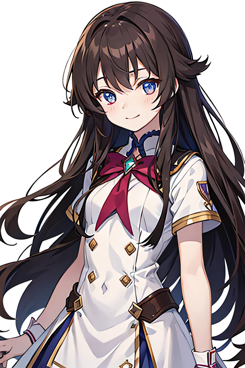 otonashi_hibiki, 1girl, solo, brown hair, purple eyes, brown hair, hair ornament, smile, hairclip, , smile, looking at viewer,