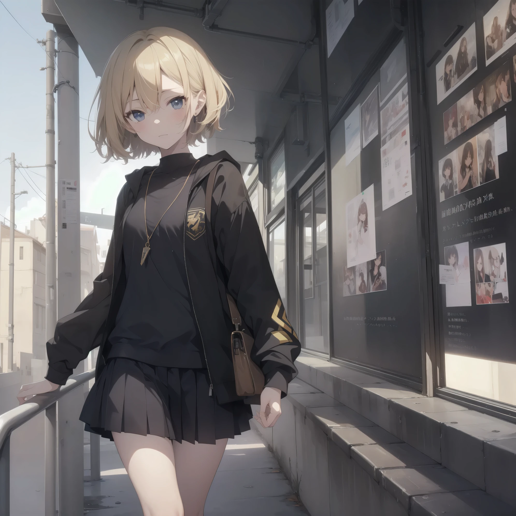 ultra-absurdres-Top quality by artist God, ultra-detailed, high resolution, anime moe artstyle, best anime 8k konachan wallpaper, pixiv contest winner,pool:2810, perfect anatomy,break, 1girl, (Please draw a girl walking sleepily to school alone. )break,(Solo,little female, 13-year-old:1.3),Full limbs, complete fingers,a junior high school student, (very short hair), short cut, flat chest, , small butt, small black eyes, beautiful detailed eyes, well-proportioned iris and pupils, expressive eyes, highres detailed hair, soft expression, school_uniform, official_alternate_costume, pleated skirt,(Detailed Lighting), (Detailed background), in the School commute route. break,super detailed skin, Best cinematic lighting powered by famous artist, 8k,beauty illustration,photoshop_(medium),very aesthetic,break,((artist:a1_(initial-g) )), artist:akinashi yuu ,artist:oyari ashito ,artist:kantoku ,