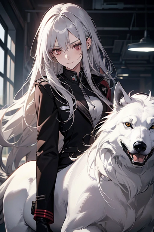 collar,leash,butt,plug,tounge out,dog begging pose,white hair
