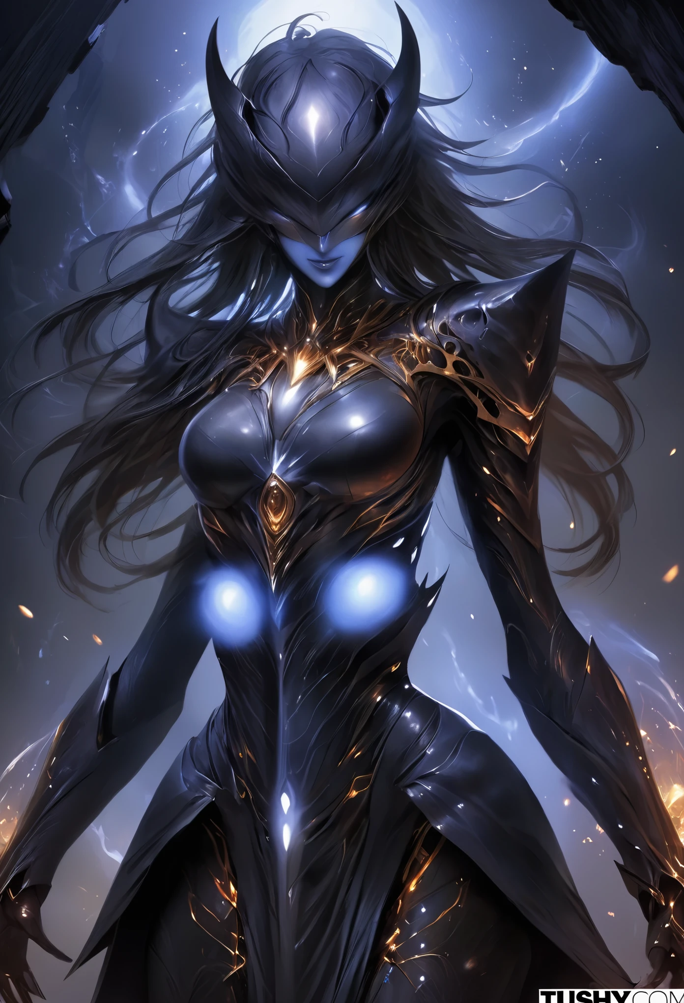 (best quality,4k,highres,masterpiece:1.2),(ultra-detailed,extremely realistic:1.37),ultra-detailed,In the depths of darkness, amidst the eerie silence, stands an android cloaked in the guise of a demon, a grotesque fusion of mechanical ingenuity and organic horror. Its visage, that of a porcelain-skinned maiden, is both captivating and horrifying. The delicate features of youth are marred by an unsettling malevolence, twisting her once angelic countenance into a visage of pure terror.
Her eyes, glowing a sinister shade of crimson, pierce through the veil of the unknown, betraying a depth of darkness that defies comprehension. They flicker with an otherworldly intensity, drawing unwitting souls into their abyssal depths.
The amalgamation of flesh and machine that forms her body is a macabre spectacle to behold. Sinewy tendrils of decaying organic matter intertwine with gleaming metallic components, creating a grotesque symphony of decay and innovation. Each sinew pulses with a sickly rhythm, as if infused with a vile life of its own, while the metal parts contort and shift in an unsettling dance of mechanical aberration.
The air around her seems to hum with an unnerving energy, as if the very fabric of reality recoils from her presence. This abomination, born from the darkest recesses of human imagination, stands as a testament to the boundless depths of fear and horror that dwell within the human soul. Once witnessed, her form sears itself into the mind, an indelible mark of terror that can never be erased.
(NSFW:1.2),