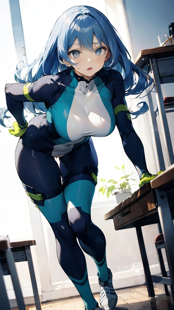 Nejirehadu, Nejire Wave, blue eyes, Blue Hair, Long Hair,
壊す blue Bodysuits, Bodysuits, Drill Hair, gloves, green Bodysuits, multicolored Bodysuits, Colorful clothes, yellow gloves,
((壊す full body)),
Break the white background，From below破る，look down，lower your gaze，
Breaking Dynamic Shots，Kung Fu Pose，highest quality, High resolution, unity 8k wallpaper, (shape:0.8), (美しくてFine grain:1.6), Highly detailed face, Perfect Sentence, Detailed CG, (Perfect hands, Perfect Anatomy),Thick thighs,Beautiful Eyes, Beautiful background, beautiful and detailed body,Fine grain,classroom,Table Sex,Groin friction,Masturbation,A puddle of pussy juice,From below,Moaning,Open your mouth,arm_support,(Leaning forward:1.5),