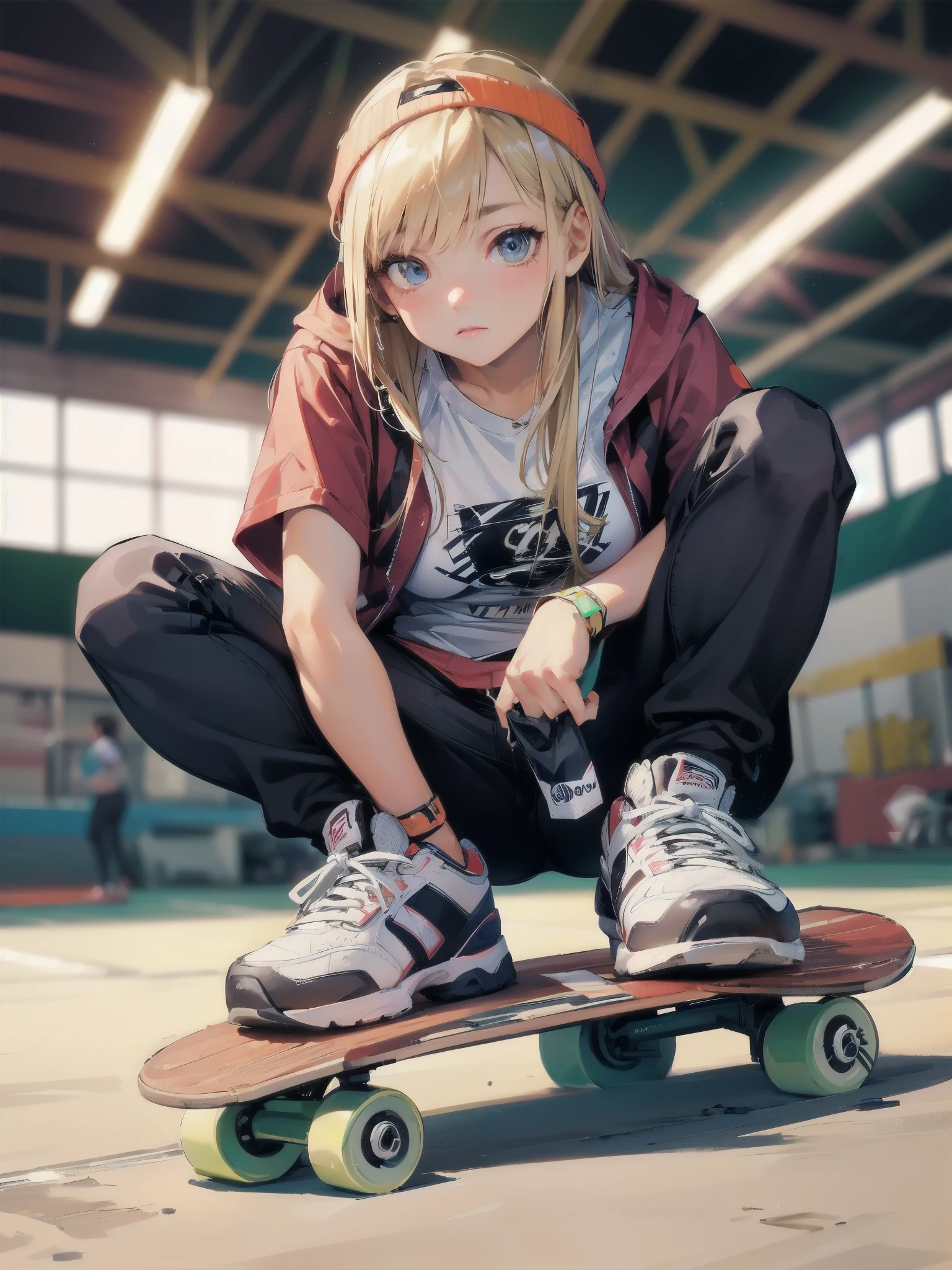 high quality,HD,16k,sharp lines,1 girl,Female tennis athlete ,cute face, large breasts, nice legs,At the tennis venue,focus girl,detailed beautiful face,detailed clothes,beautiful eyes,cool,dynamic angle