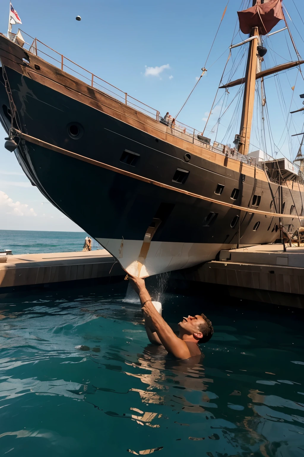 A man makes a hole in the ship with the intention of sinking it