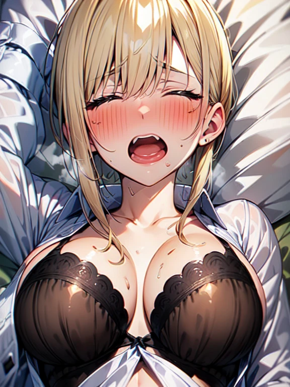 ((highest quality)), ((masterpiece)), ((Perfect Face))、((whole body))、Just before climax、orgasm、blushed、Ecstasy face、Ahegao、Blonde、Long Hair