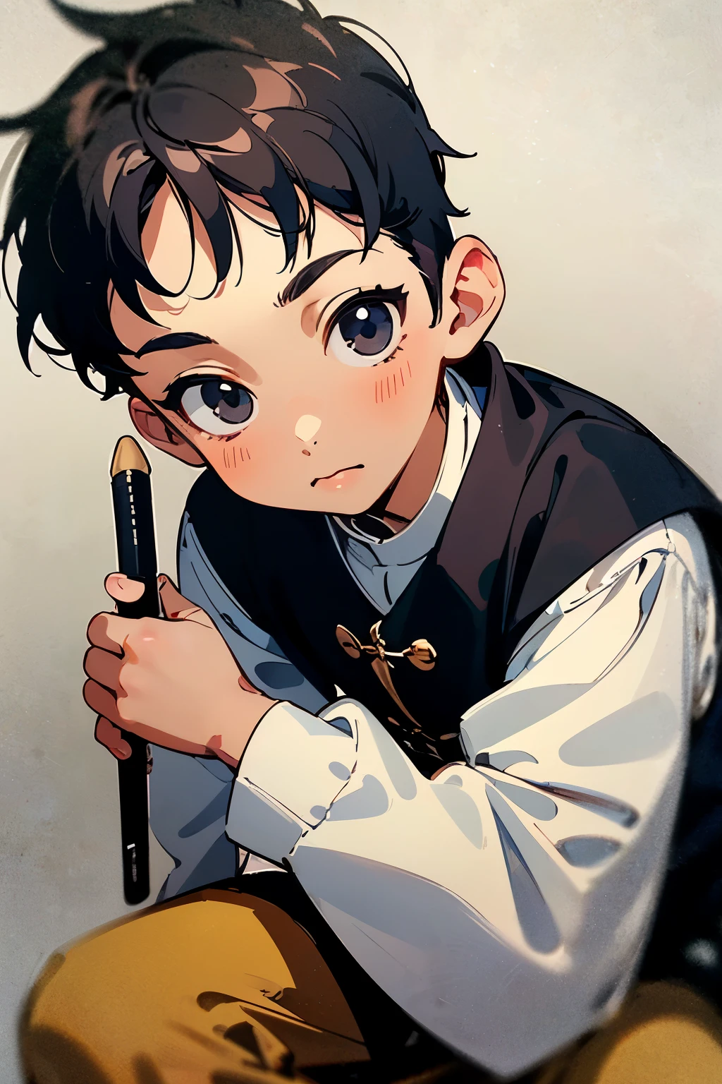 ((Best way to draw a cute boy,Pay attention to details in clothing and hairstyles。the quality of)), ((masterpiece)), (detailed), Perfect face