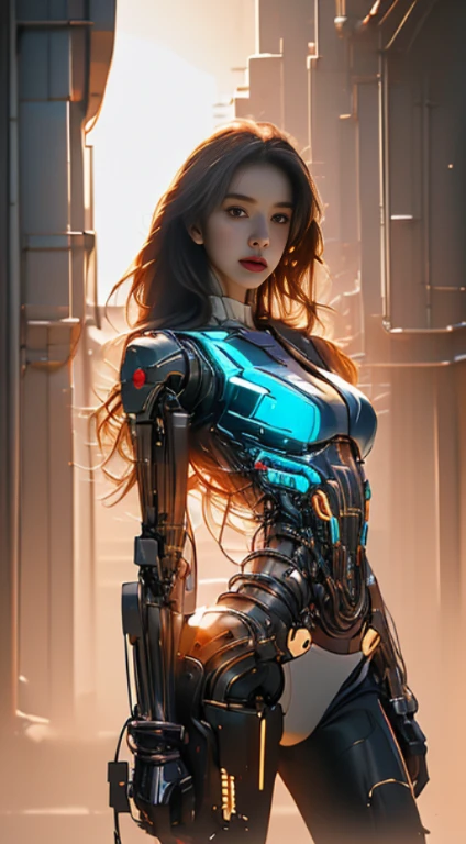 Flowing_contour biomechanical__cybernetic_airbrush___Strange__eerie__((Japanese Fashion_Magazines_cover__art_decor_Border))__porcelain_and_Platinum / Futuristic Cyberpunk woman with porcelain skin, cybernetic implants.