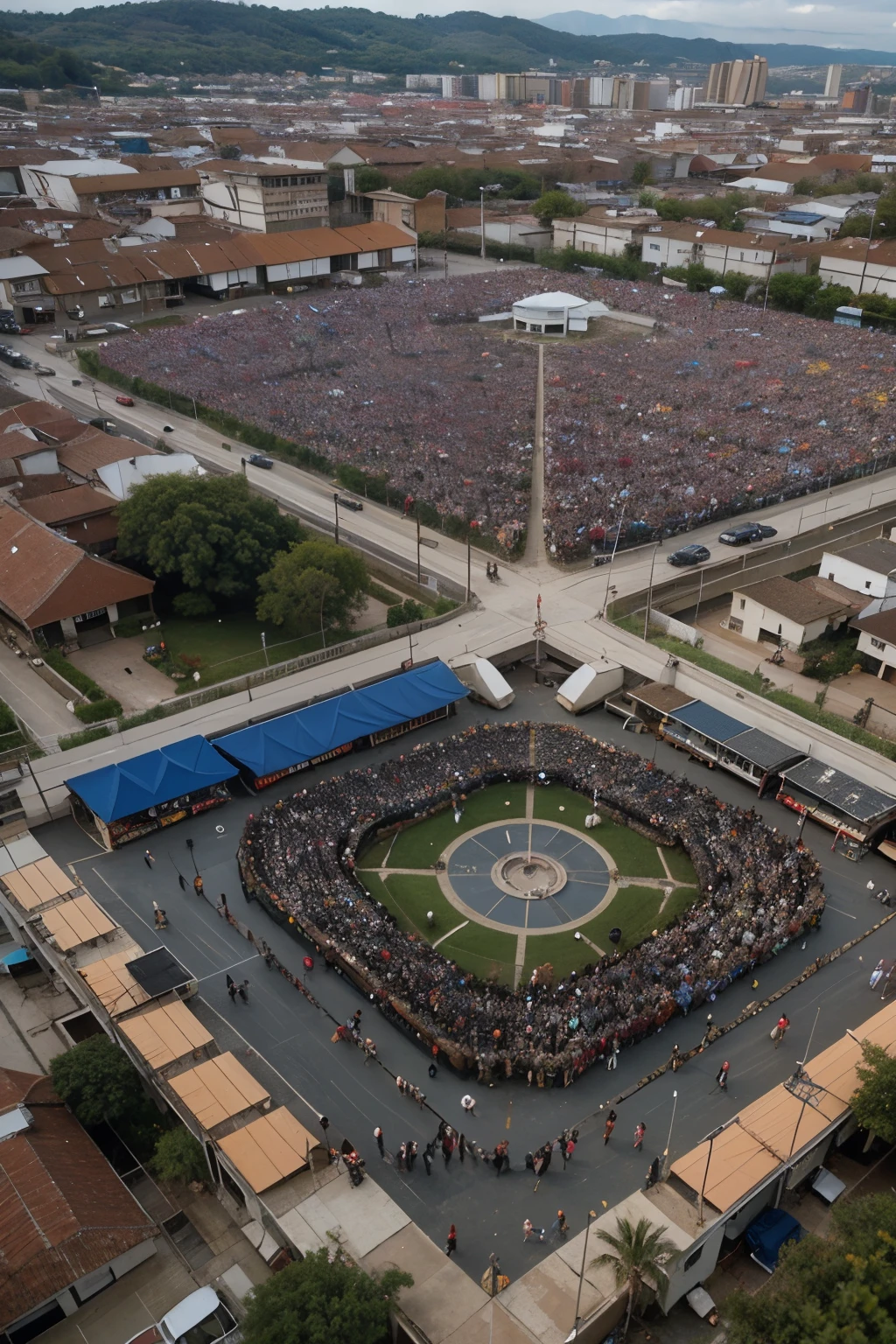 Vista ararísta, Of a crowd of people standing in a courtyard, tiro de cima, a wide open courtyard in an epic, Directed by: Josef Dande, Directed by: Thomas Bock, Directed by: Fabien Charuau, por Romain brook, tiro de cima para baixo, visto de cima, cena de abertura, foto tirada de cima, fim ainda, pilgrimage, fotografia de cima