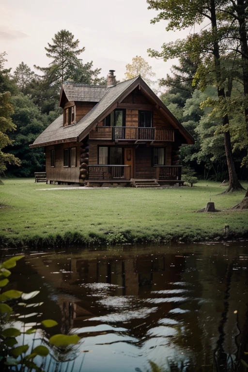 wooden house on the edge of the forest