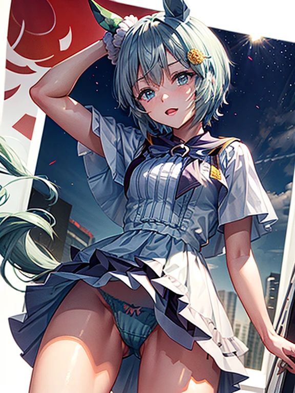 Seiun Sky (umamusume) collage Same woman upskirt paler Underwear pattern colorful naked