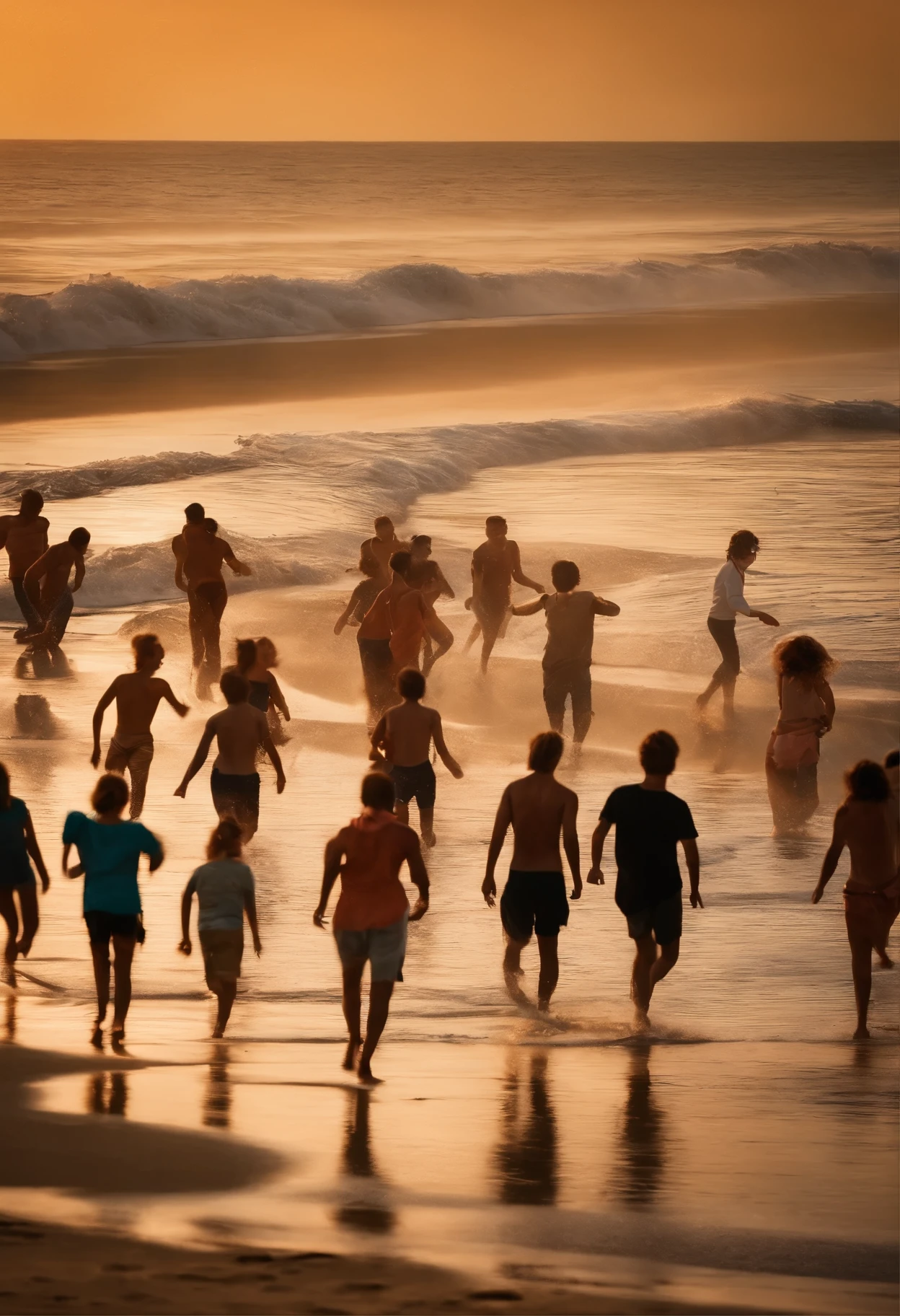 20 personas jovenes felices jugando y divirtiendosen la playa pix art