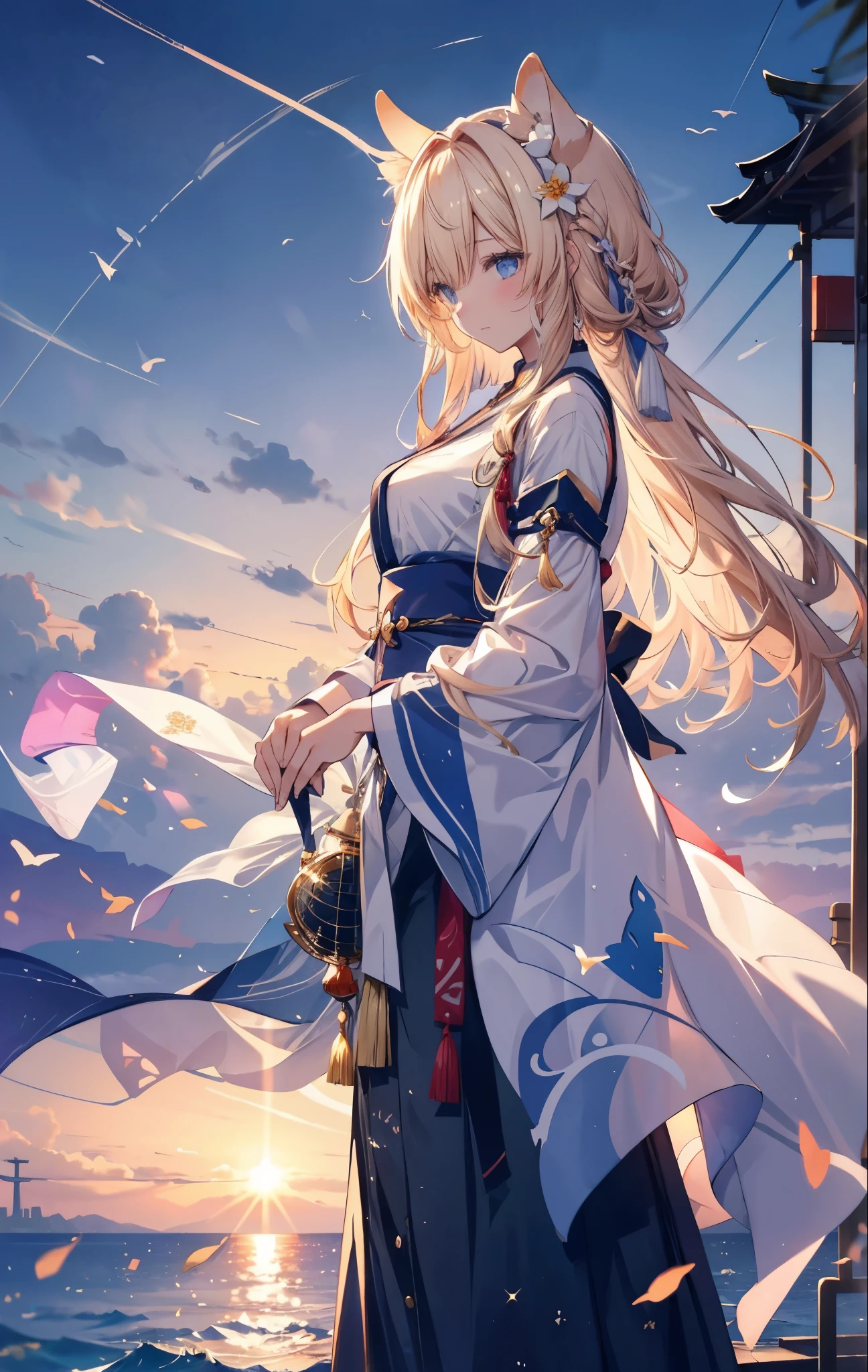 Dancing on the sea is a very beautiful scene,it includes waves、spray、girl、Long skirt、Elements such as wind and skyline。in this case,The afterglow of the setting sun shines on the sea,映衬着girl的身影。她穿着一条飘逸的Long skirt,The sea breeze blows,imitate。
The waves gently lap at the shore,Make a pleasant sound。spray随着海浪的节奏跳跃,仿佛在为girl的舞蹈伴奏。girl轻盈地跳着舞,她的Long skirt随风飘动,like a blooming flower。
The clouds in the sky were dyed golden by the setting sun,Golden light reflects on the sea。The distant skyline outlines a beautiful picture,intoxicating。