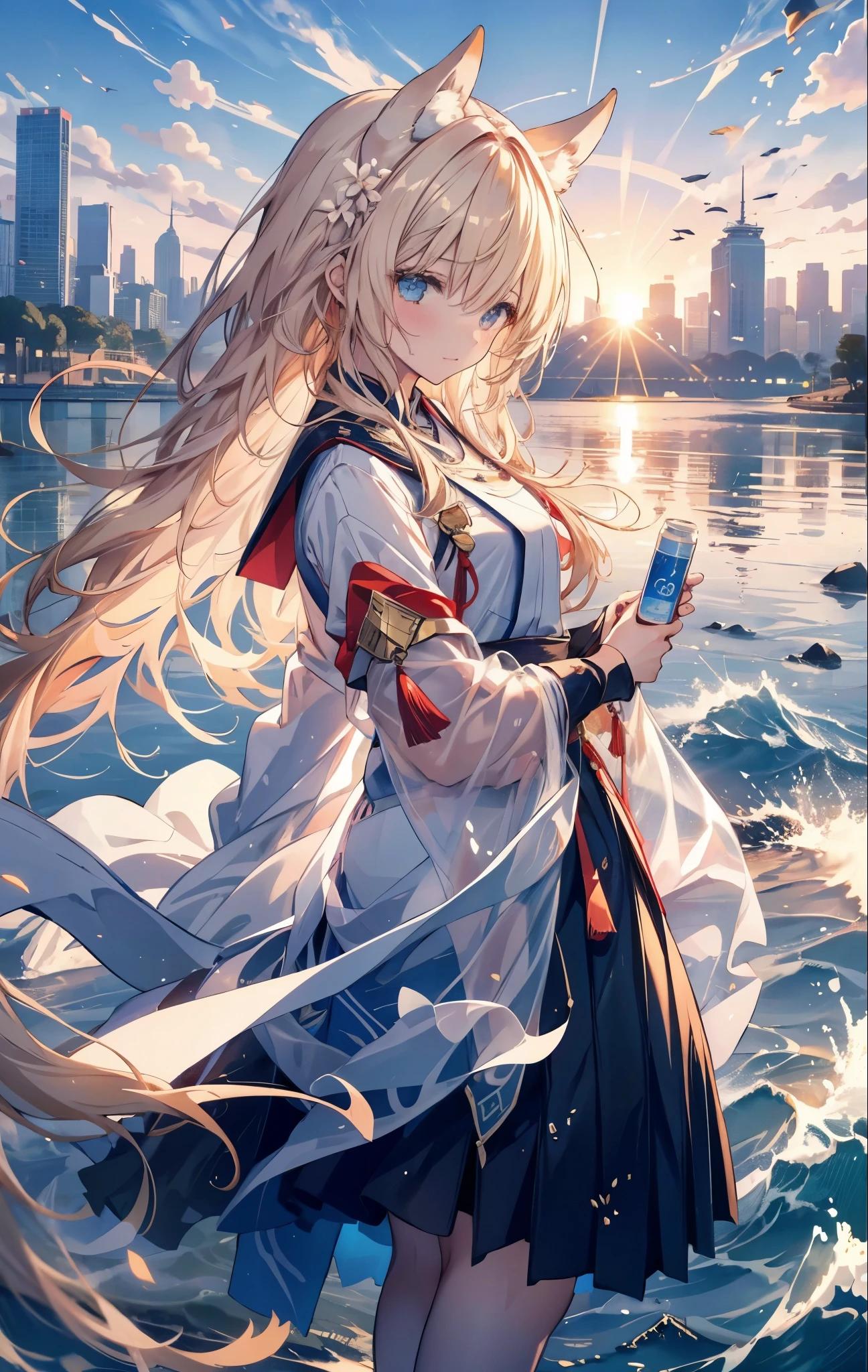 Dancing on the sea is a very beautiful scene,it includes waves、spray、girl、Long skirt、Elements such as wind and skyline。in this case,The afterglow of the setting sun shines on the sea,映衬着girl的身影。她穿着一条飘逸的Long skirt,The sea breeze blows,imitate。
The waves gently lap at the shore,Make a pleasant sound。spray随着海浪的节奏跳跃,仿佛在为girl的舞蹈伴奏。girl轻盈地跳着舞,她的Long skirt随风飘动,like a blooming flower。
The clouds in the sky were dyed golden by the setting sun,Golden light reflects on the sea。The distant skyline outlines a beautiful picture,intoxicating。