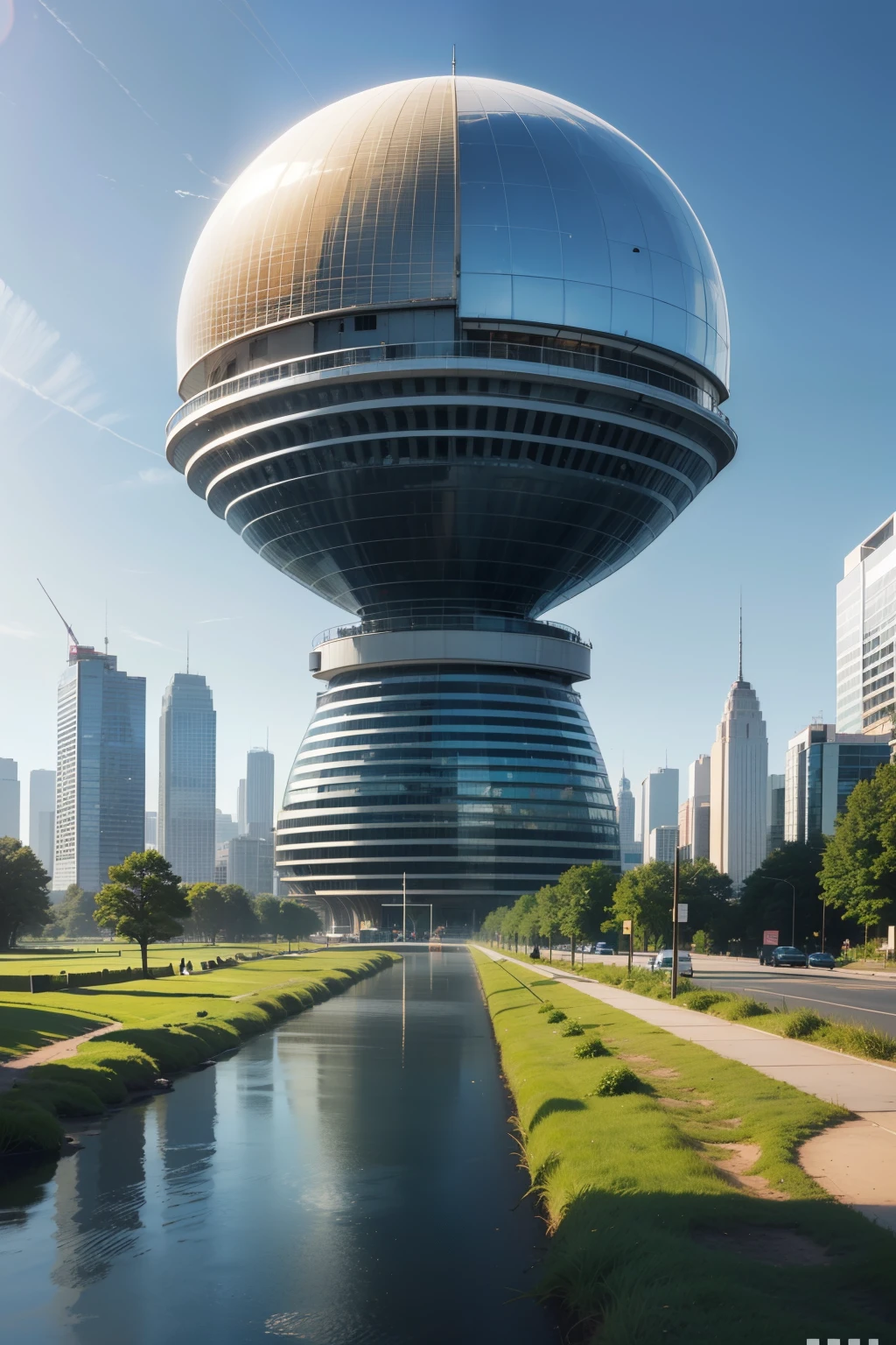 5 modern, large circle buildings made entirely of glass .