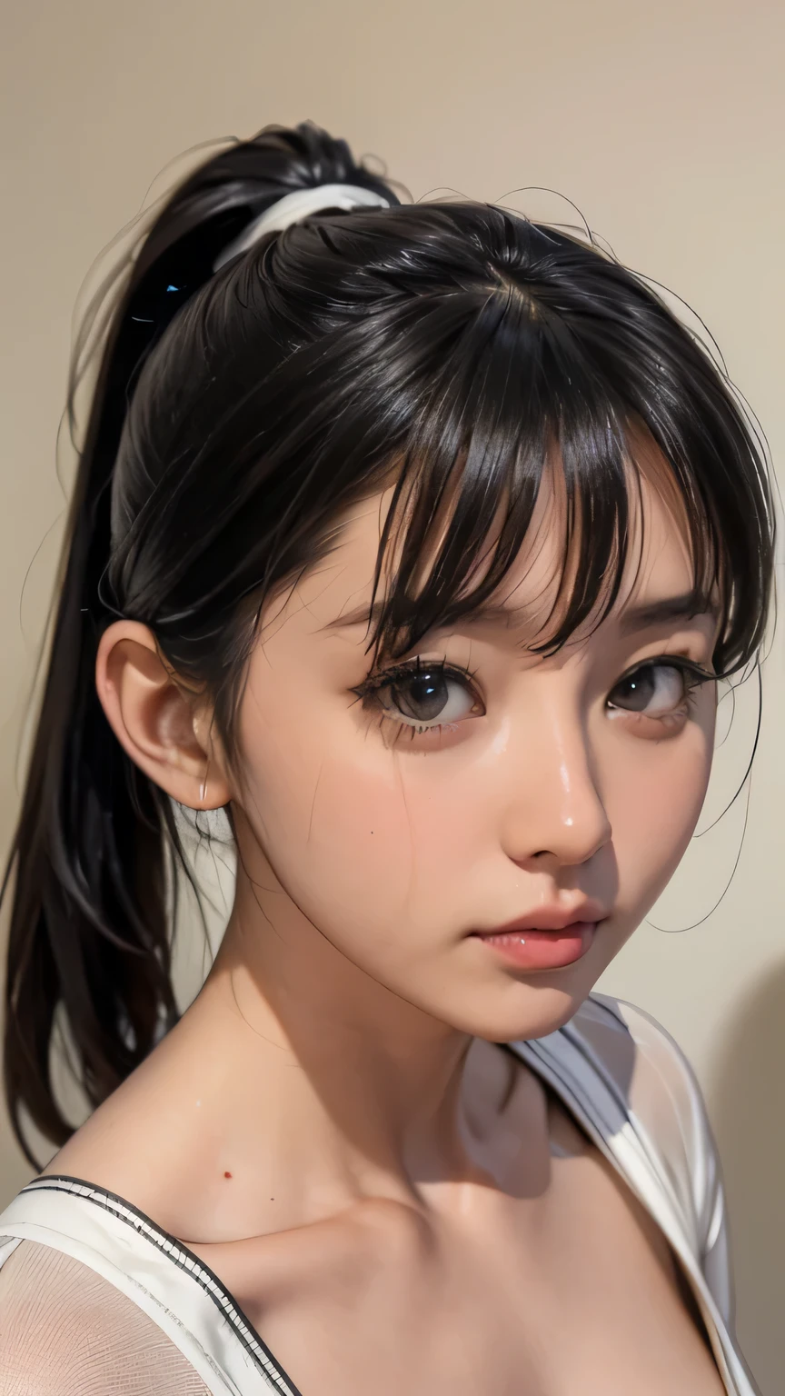 (8K High Resolution), (highest quality), (RAW Image Quality), (reality), (that&#39;realistic:1.37), Big 目,that&#39;Exquisite（Live-action realistic style）,The ultimate face,✤ Light and shadow,clear facial features,Milky skin, Skin with attention to detail,realistic skin details,Visible pores,（Very detailed）,best portrait, facial, how, (10 year old Japanese girl, Black Hair, ponytail, Cute type), ((Be surprised, surprise, Big round eyes))