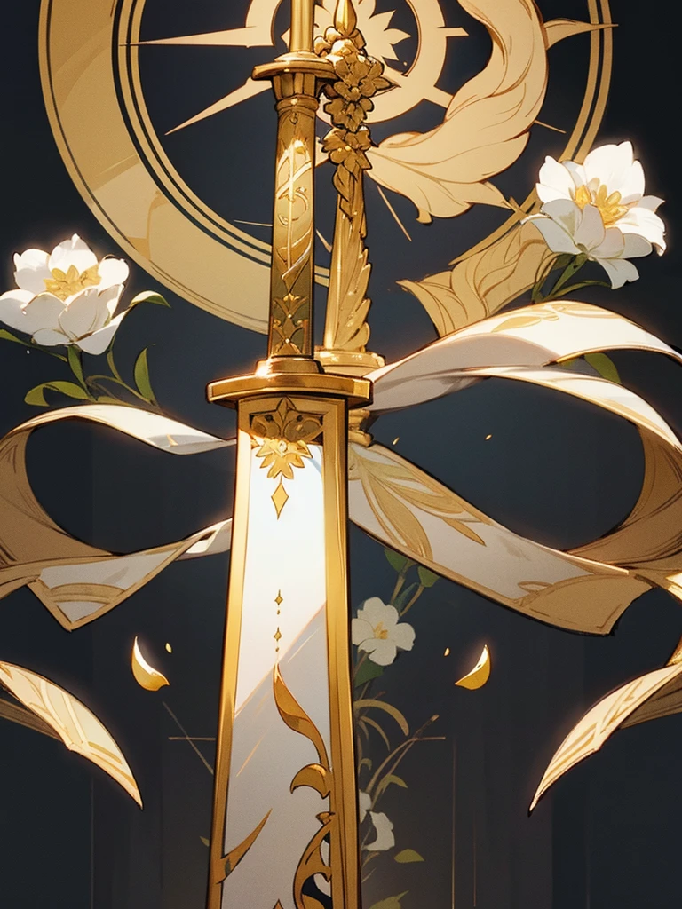 royal emblem, embroided golden sword, fine flower