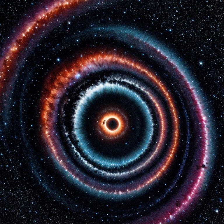 Abstract acrylic swirl of cosmic colors that looks like a black hole swallowing a galaxy, Spreading deep into space, masterpiece