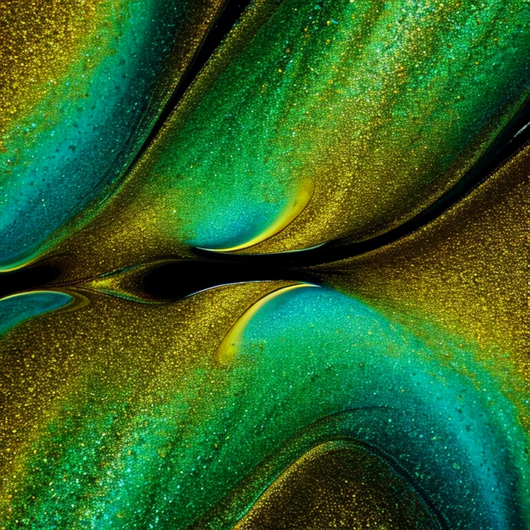 green,Brown,blue,gold,Irregular, abstract, fantastical, and deep fluid art made of yellow.
