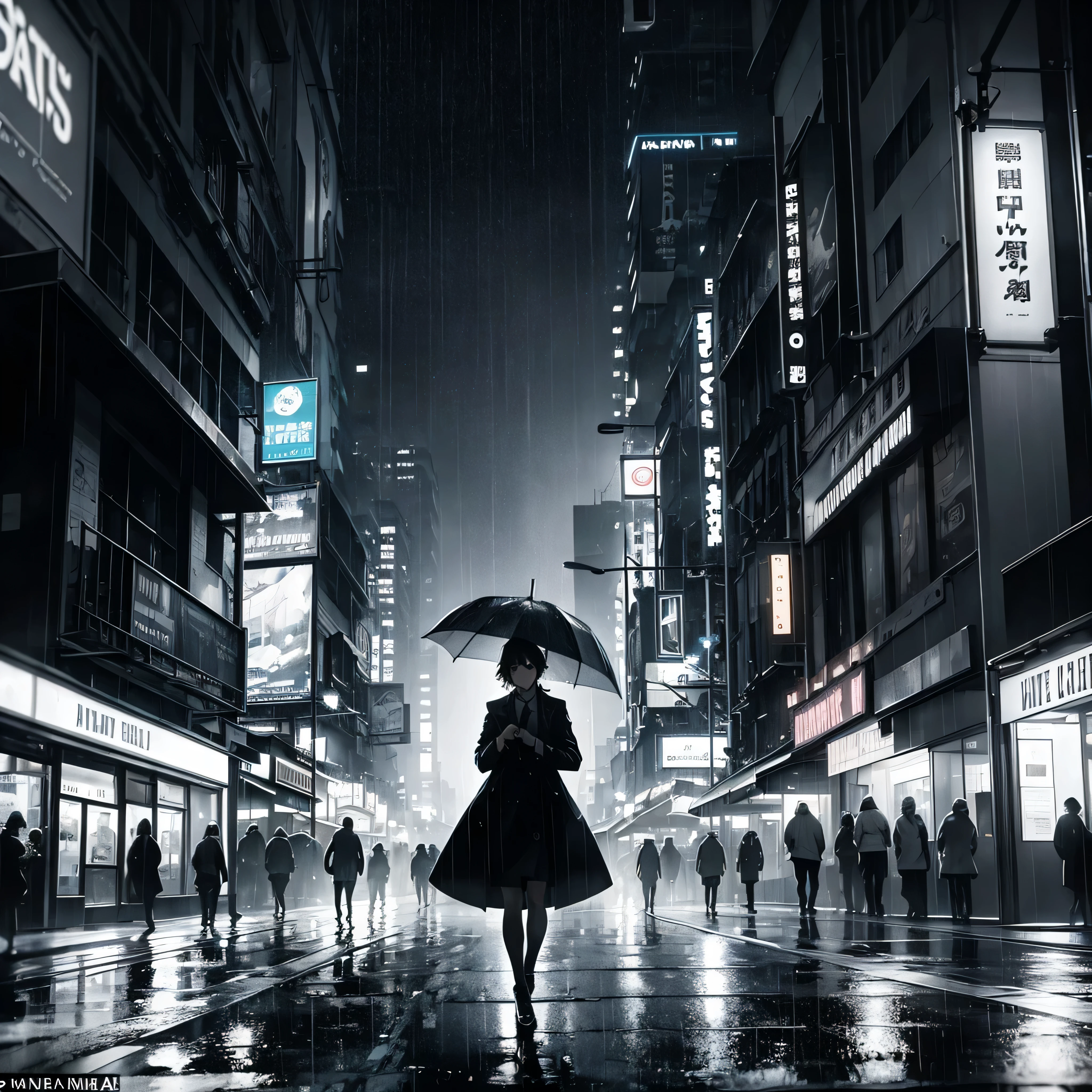 Underneath the relentless downpour, the cityscape took on a cinematic quality, where every moment felt like a scene from a surreal film noir