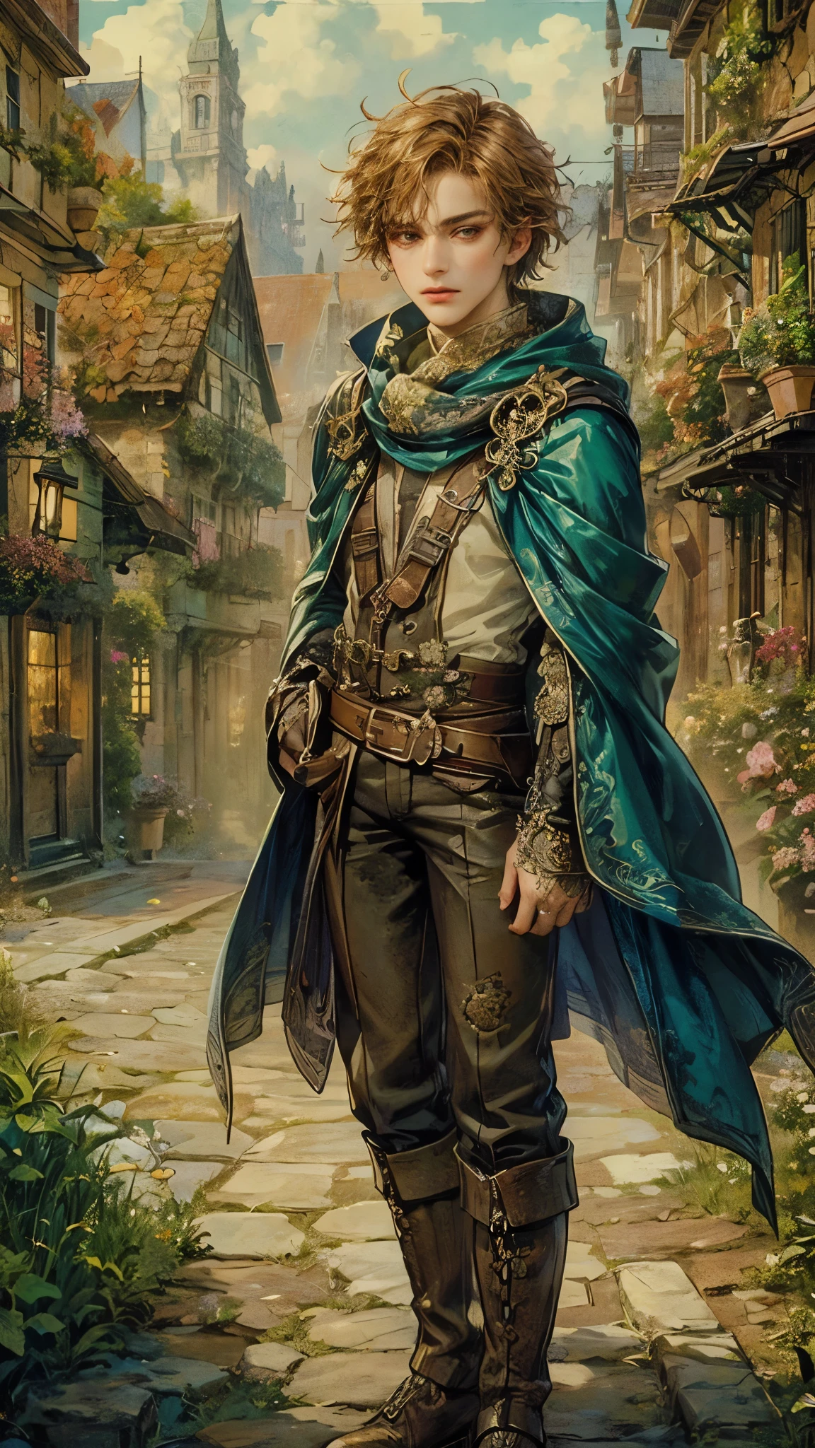 (masterpiece, top quality, best quality, official art, beautiful and aesthetic:1.2), boy, handsome, extreme detailed faces, (fractal art:1.3), colorful, highest detailed, (perfect face), shiny skin, HDR, cantarella, extremely detailed dress, detailed background