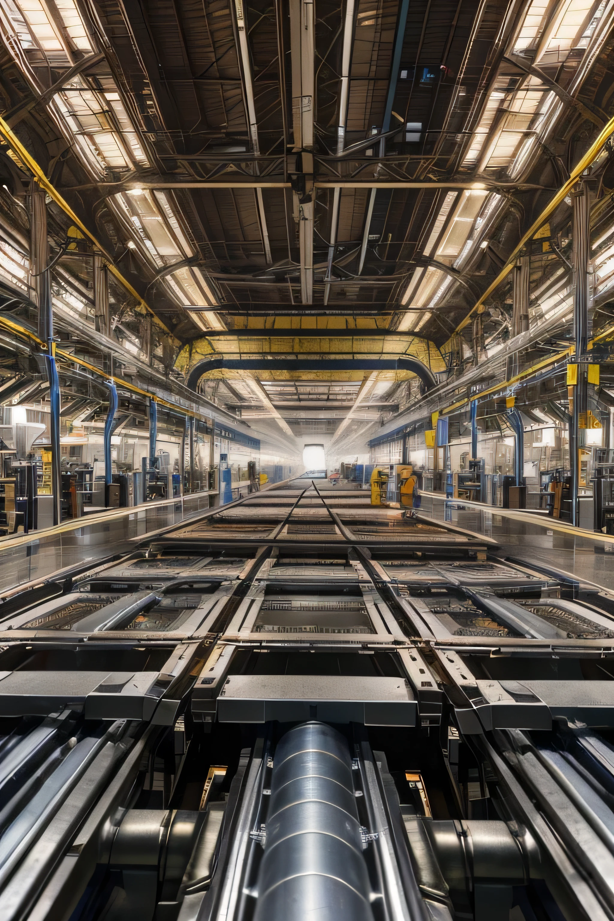 In the heart of a bustling city, there lies a soft drink factory, its interior a marvel of modern industrial design. The production line, a seamless dance of machinery and technology, hums with the rhythm of efficiency. Realistic photography captures every detail of this real, functioning space, from the metallic sheen of the machinery to the vibrant colors of the soft drink bottles lining the conveyor belts. Every angle, every detail, is rendered in stunning 8K resolution. Observe as the assembly line transforms raw materials into finished products, a testament to the marvels of industrial production.