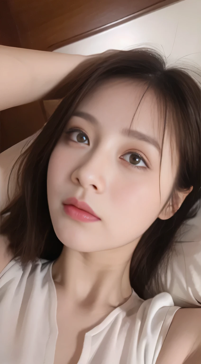 Woman looking up at the sky、Hollow Eyes、Drooling、