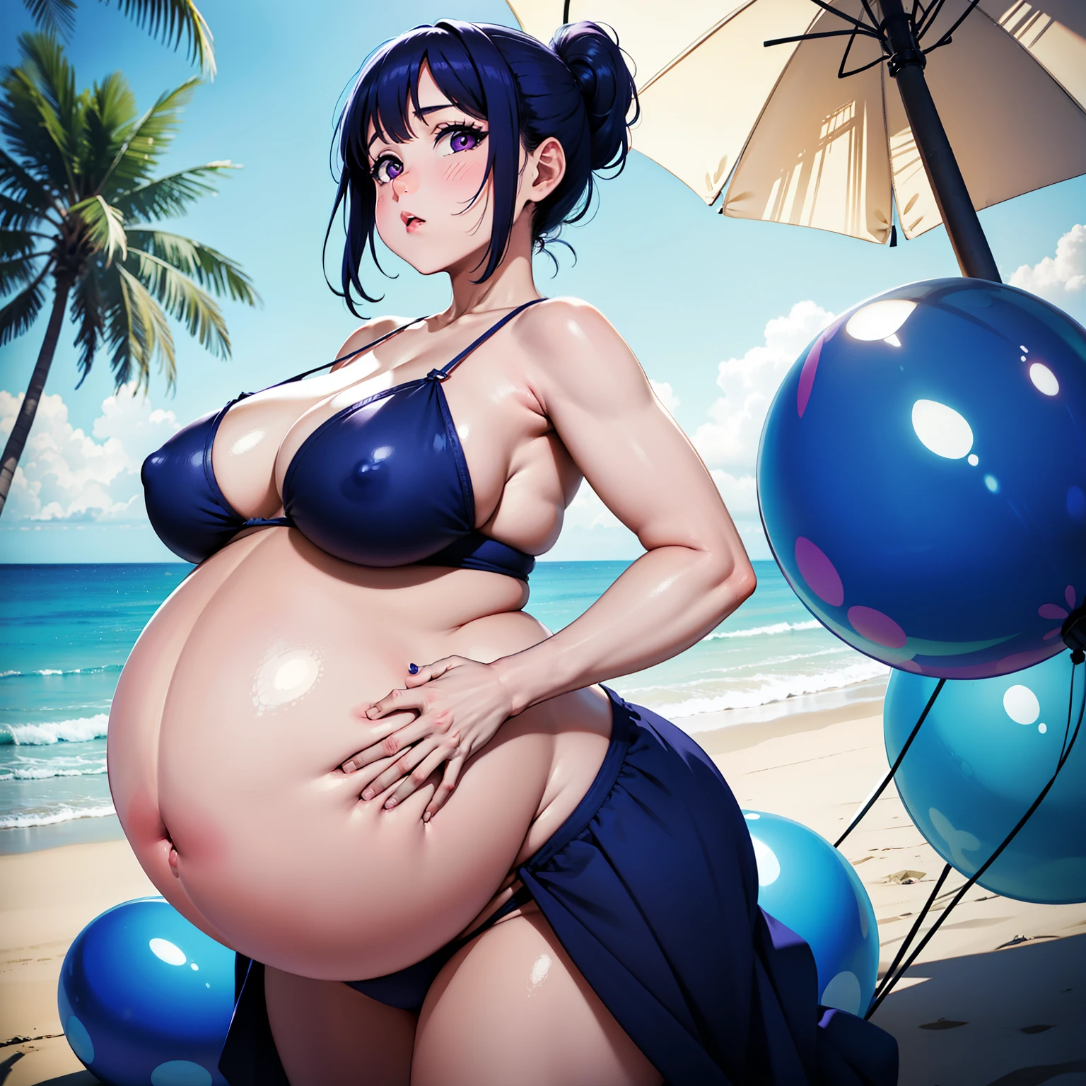 Blue hair,Big Baby Bump pregnant, Japanese , Big , nipple, cum, Big Blue Balloons,16 years girl, Big pregnant Belly, Big Pregnant girl, Largest Belly of Pregnant, Huge Pregnancy, background beach,Huge 9 months Pregnancy Belly,huge belly expansion, huge belly girl, purple eyes, ponytail