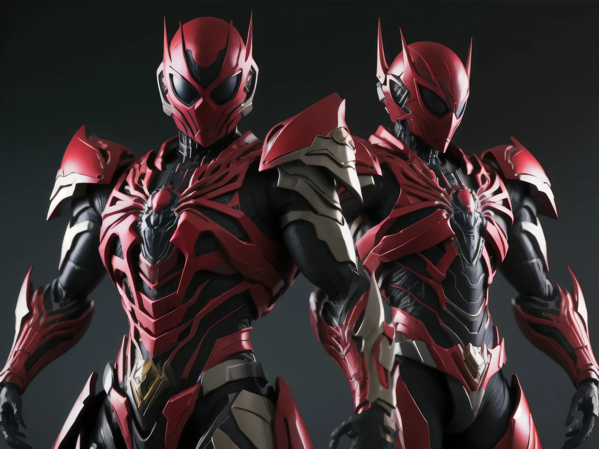 ((best quality)), ((masterpiece)), (detailed), perfect face, Black and Red, Spider Power Ranger, Web Background, Single person, Sleek Spider Armor, Full Body, Spider Base, Kamen Rider, Extra legs