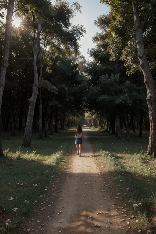 dibuja a una sobra y a una persona en un bosque nublado de noche que toman diferentes caminos