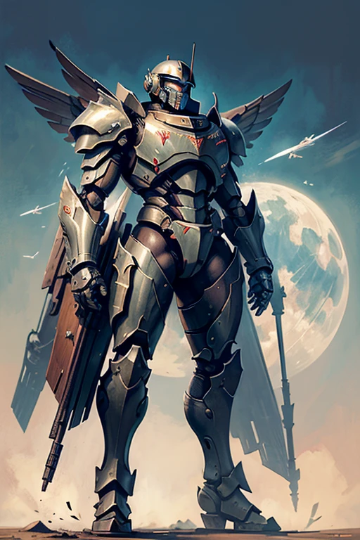 machine, automaton, military, robot, soldier, communist, solo, simple background, humanoid, Russian, soviet, tubing, dark, tubing, helmet tubing, chest tubing, solo, wings, mech, tall, massive, titan, large wings, pilot, large wingspan, armored, winged, visor, mechanical wings, jetpack, jet boots, flying, heavy armor, no skin, covered skin, covered in armor, huge wings, massive wings, gigantic, large, massive, thick armor, 