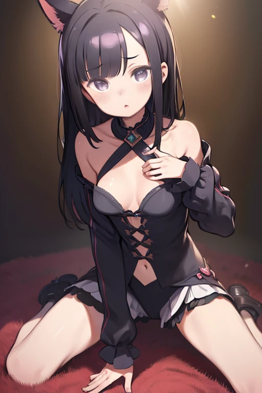 NSFW,One girl,Trick or Treat Cosplay、露出度の高いClothes、Shrug（Clothes）、Short sleeve、Layered Bikini、Purple Bikini、Green Bikini、belt、Nurse cap、mini skirt、Green gloves、Thigh-high socks、Garter Straps,Small breasts,(Perfect hands),(Perfect Anatomy),(masterpiece),(highest quality),(Absent-minded face:1.8),blush,night,hospital,Examination room,White Room,Sitting,Leg spread