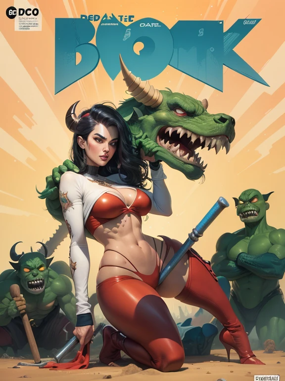 ((Digital painting)),((4k)),((comic Babes)), ((best quality)), a close up of a cartoon woman with a hammer, monster girl, mara demon, by Juan O&# 39;Gorman, Dark horse comics, monster girl, David Baldeon Comic Art, drawn in the style of Mark Arian, Djinn, inspired by Otto Dix, Comic cover, comic cover art, by Galen Dara, comic cover, frank for , Dark!