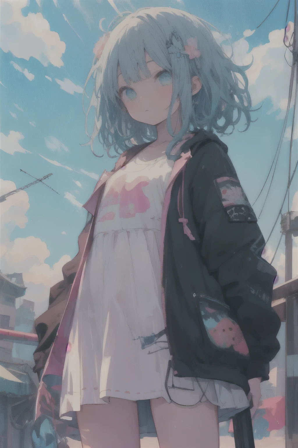 ((No panties)),ojos verdes, cola de ballena, bragas, tanga((girlish )),((desnudo)),((muy desnudo)),((cabello rosado)),((cabello azul degradado)),((barriga )),((pecho )),Graffiti de fondo,Casco Samurai Negro,Paisajes urbanos futuristas, (Arquitectura irregular), mechanic, (cyberpunk), (Trenes flotantes), realistic lighting, (abismo) Obras maestras, alta calidad, Beautiful graphics, High detail, ((platillos voladores y barcos que se avecinan en el cielo)), vision (Lente gran angular), Ultra-high resolution (realismo: 1.4), Calidad ultra alta, fondos de pantalla CG Unity 8k extremadamente detallados, esthetic, Award-winning photography, High detail, Mejora de detalles, blur removal, El arte de las complejidades y los viajes. visualmente impresionante. Hermosa ciudad futurista, hermosa ciudad, Chinese dream land, Pexels, blue hour photography, Chinese dreamland, nubes espectaculares, fantasy clouds.