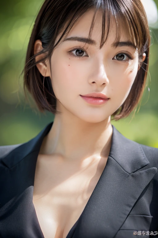 sexy、Inconspicuous、quiet、beautiful girl、Japanese、Beautiful breasts、Short Bob、suit、Round face、thin, job hunting、Big Breasts,Ultra-Realistic Capture, Very detailed, High resolution 16K human skin close-up. Skin texture must be natural, So detailed that even pores can be distinguished. Skin looks healthier, In a unified tone. Use natural light and color,(RAW Photos, highest quality), highest quality, Very detailed, masterpiece, Super detailed