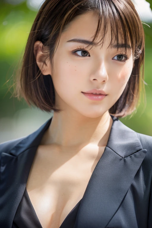 sexy、Inconspicuous、quiet、beautiful girl、Japanese、Beautiful breasts、Short Bob、suit、Round face、thin, job hunting、Big Breasts,Ultra-Realistic Capture, Very detailed, High resolution 16K human skin close-up. Skin texture must be natural, So detailed that even pores can be distinguished. Skin looks healthier, In a unified tone. Use natural light and color,(RAW Photos, highest quality), highest quality, Very detailed, masterpiece, Super detailed