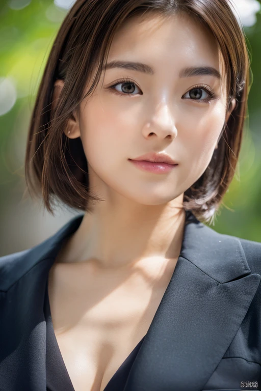sexy、Inconspicuous、quiet、beautiful girl、Japanese、Beautiful breasts、Short Bob、suit、Round face、thin, job hunting、Big Breasts,Ultra-Realistic Capture, Very detailed, High resolution 16K human skin close-up. Skin texture must be natural, So detailed that even pores can be distinguished. Skin looks healthier, In a unified tone. Use natural light and color,(RAW Photos, highest quality), highest quality, Very detailed, masterpiece, Super detailed