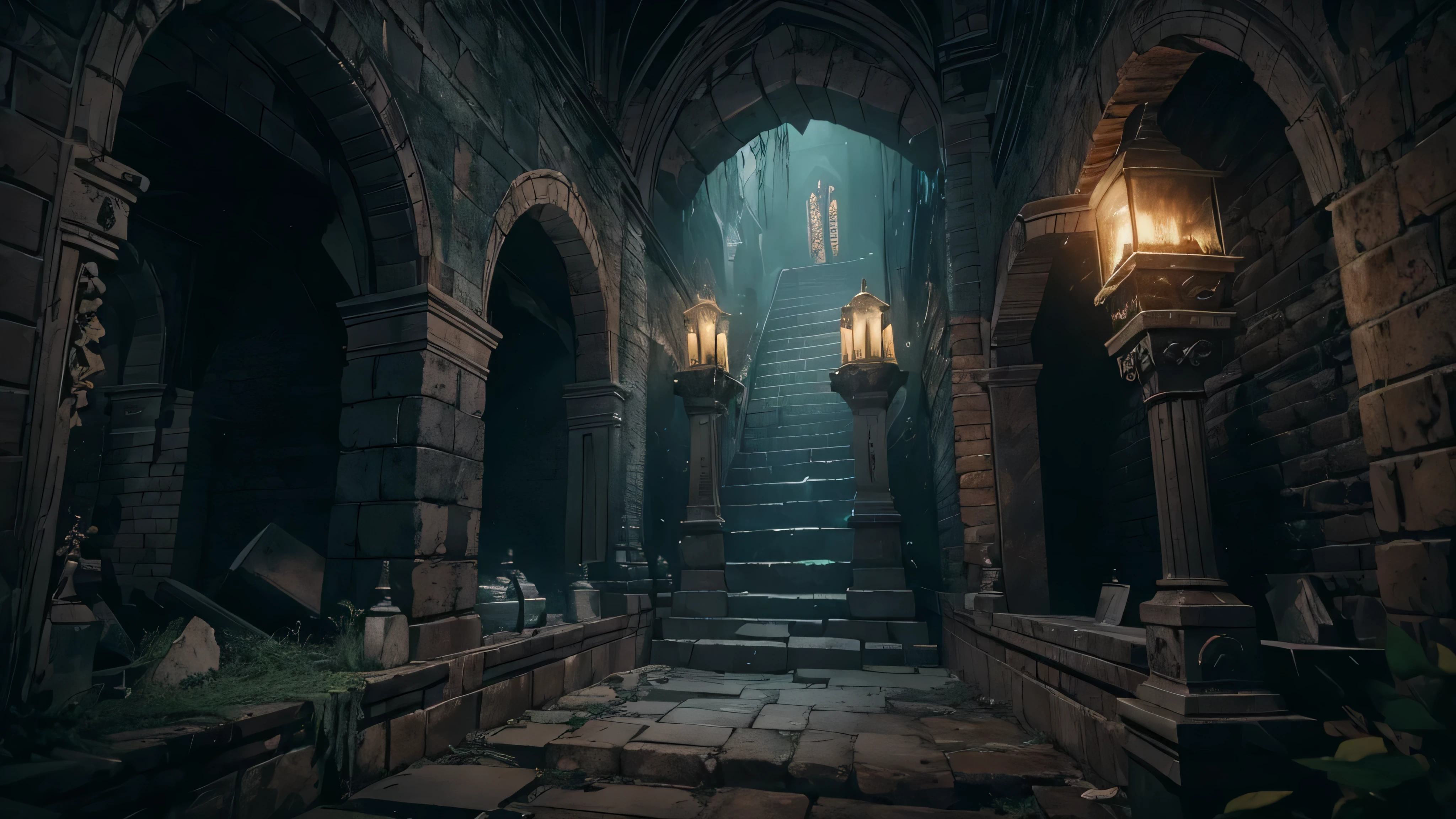 (by Greg Rutkowski: 1.2), catacomb, skeleton, spooky, torch, (best quality,4k,8k,highres,masterpiece:1.2),ultra-detailed, HDR, dark indigo tones, eerie lighting, mysterious atmosphere, gothic art style, creepy shadows, ancient stone walls, haunting ambiance, chilling bones, faint whispers, flickering flames, dimly lit passageways, lifeless remains, macabre setting, ethereal glow, somber mood, long-forgotten secrets, bone-chilling tradition, spectral presence, unsettling silence, supernatural presence, cryptic glyphs, hauntingly beautiful, ominous aura, uncanny stillness, mystical echoes, eerie mist, hauntingly realistic, foreboding darkness, spine-tingling, ghostly apparitions, ancient relics, foreboding atmosphere, hidden treasures, ominous torchlight, spectral figures, creepy whispers.
