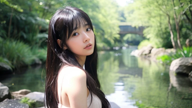 Sayaka。Speak in a calm voice。Serene atmosphere。Long black hair beauty